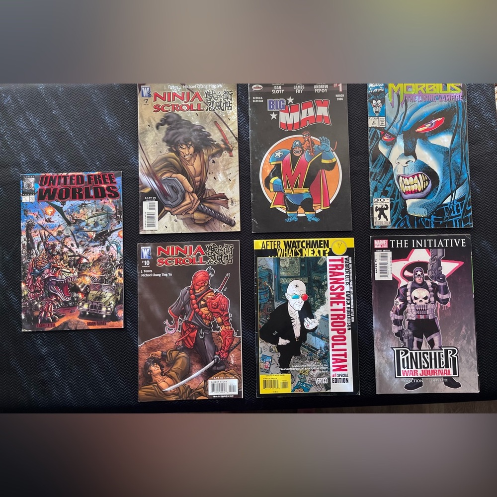 Comic Book Collector Lot 7 Issues Marvel Morbius Ninja Scroll Punisher Vertigo